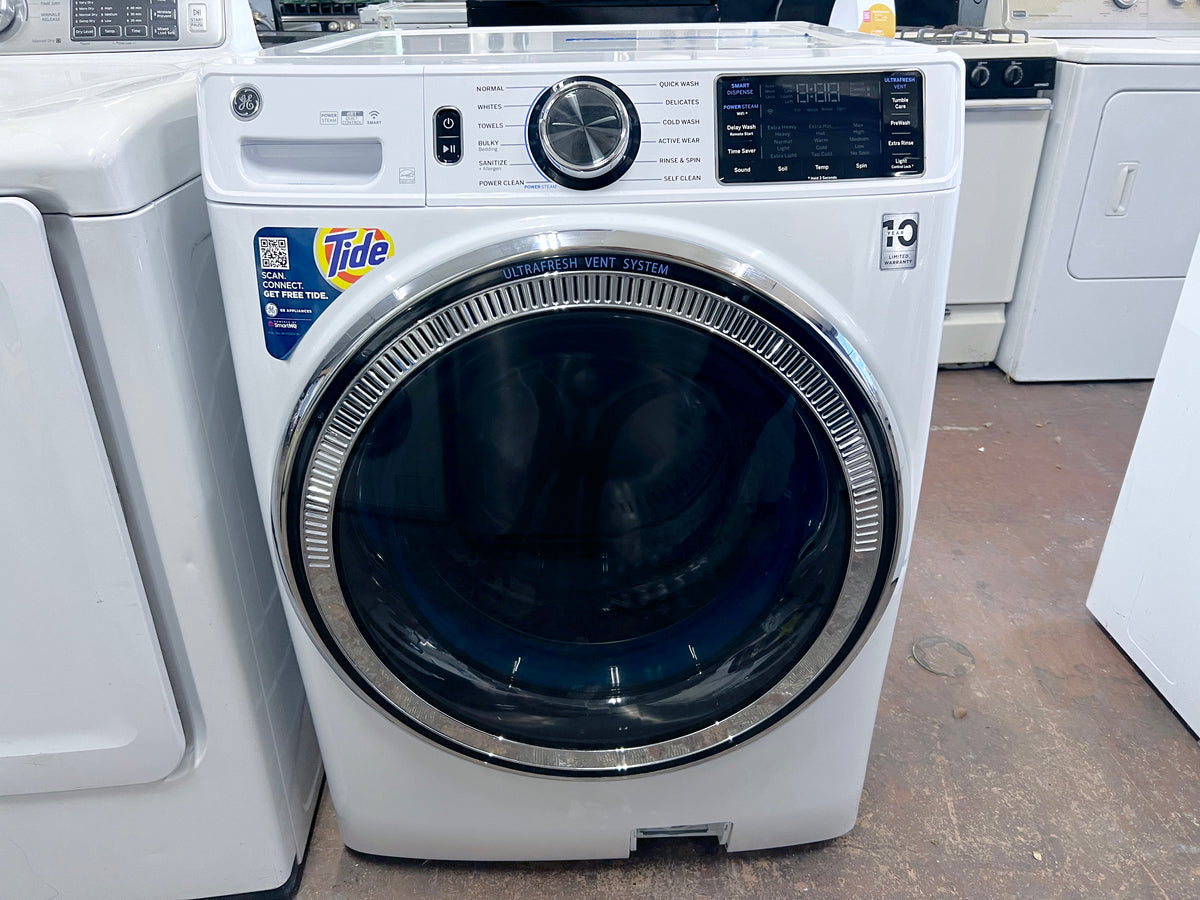 GE GFW650SSNWW 28 Inch Front Load Smart Washer 4.8 Cu. Ft., OdorBlock, Microban, SmartDispense, PowerSteam, 12 Cycles, 9 Options, Sanitize + Allergen, UltraFresh, ADA, ENERGY STAR, 373836