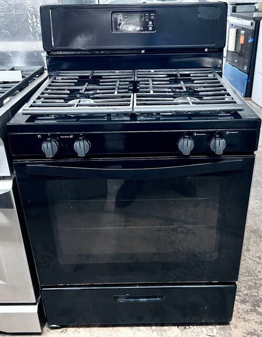 30 Inch Whirlpool 4 Burner Gas Range , Black , Oven Bake Broil , 373858