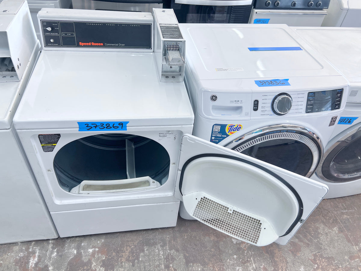 Speed Queen Commercial Coin operated Front Load Electric Dryer 240V White , Coin Slot , SDE107WF , 373869