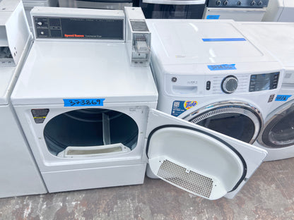 Speed Queen Commercial Coin operated Front Load Electric Dryer 240V White , Coin Slot , SDE107WF , 373869