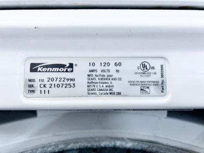 27 Inch Kenmore Top Load Washer Machine Heavy Duty , Agitator , Transmission , White , 110.20722990 , 373871