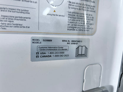 29 Inch LG DLEX9000W 9.0 cu. ft. Electric Dryer TurboSteam, Front Load , Smart ThinQ Wi-Fi, SmartDiagnosis, Wrinkle Care, Sensor Dry, 14 Dry Cycles and 5 Temperature Selections, White  444276