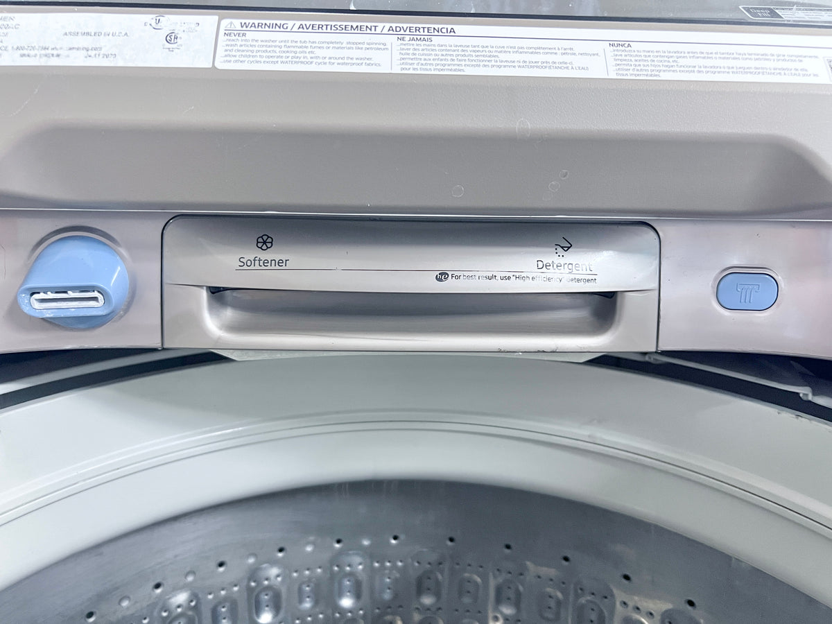 Samsung  WA54R7600AC 28 Inch Top Load Washer , 5.4 Cu. Ft., VRT Plus Technology, Active WaterJet, Swirl+ Tub Interior,  Deep Fill, Super Speed, Smart Care, ENERGY STAR,  Champagne , 373872
