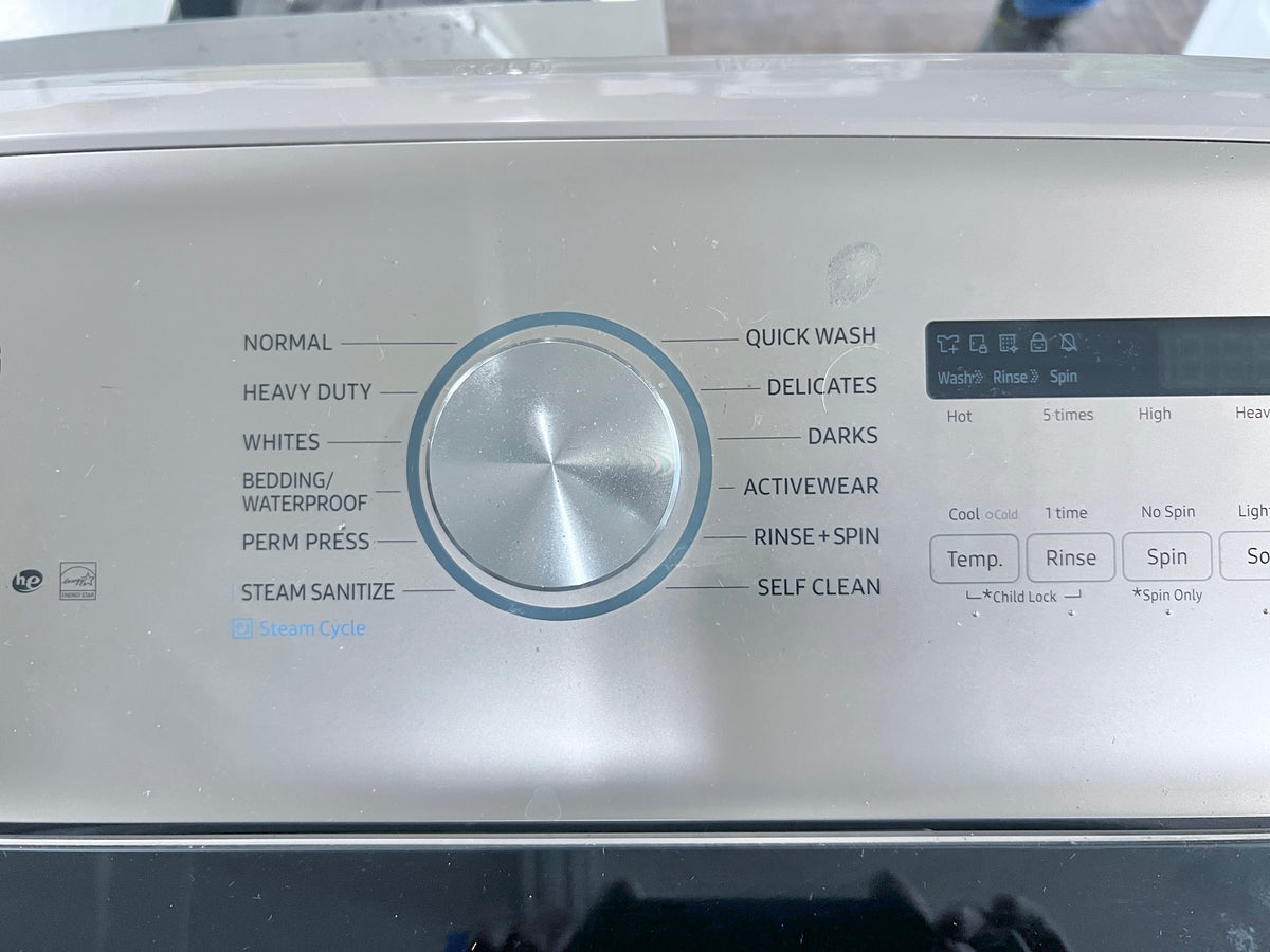 Samsung  WA54R7600AC 28 Inch Top Load Washer , 5.4 Cu. Ft., VRT Plus Technology, Active WaterJet, Swirl+ Tub Interior,  Deep Fill, Super Speed, Smart Care, ENERGY STAR,  Champagne , 373872