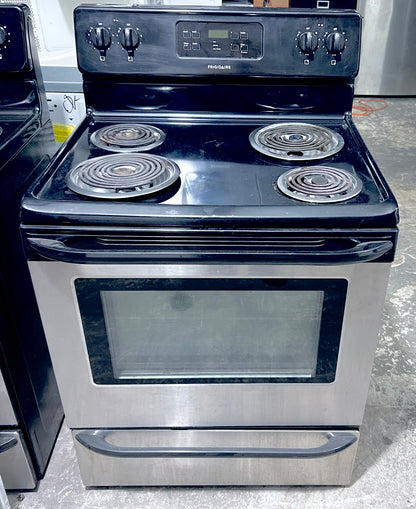 30 Inch Frigidaire Range Electric 4 Burner Coil Element Cooking Stainless Steel 373882