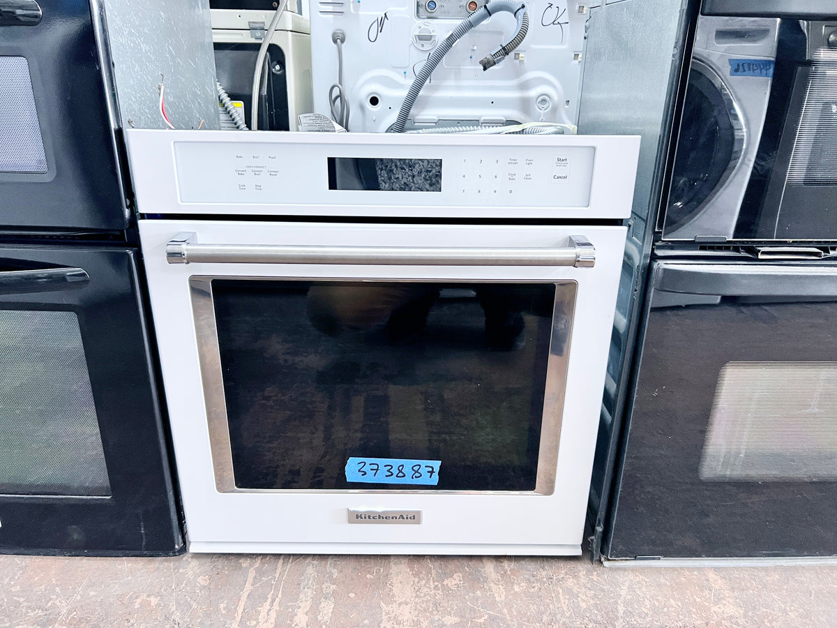 27 inch Kitchenaid Electric Wall Single Oven , White , Convection , 4.3 Cu Ft , Even heat True Convection , FIT , Glass Touch , Self Cleaning , 373887