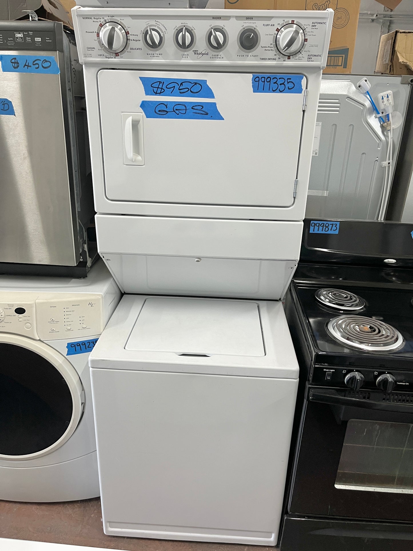 Whirlpool Stackable Washer and Gas Dryer Laundry Center in White , 999335