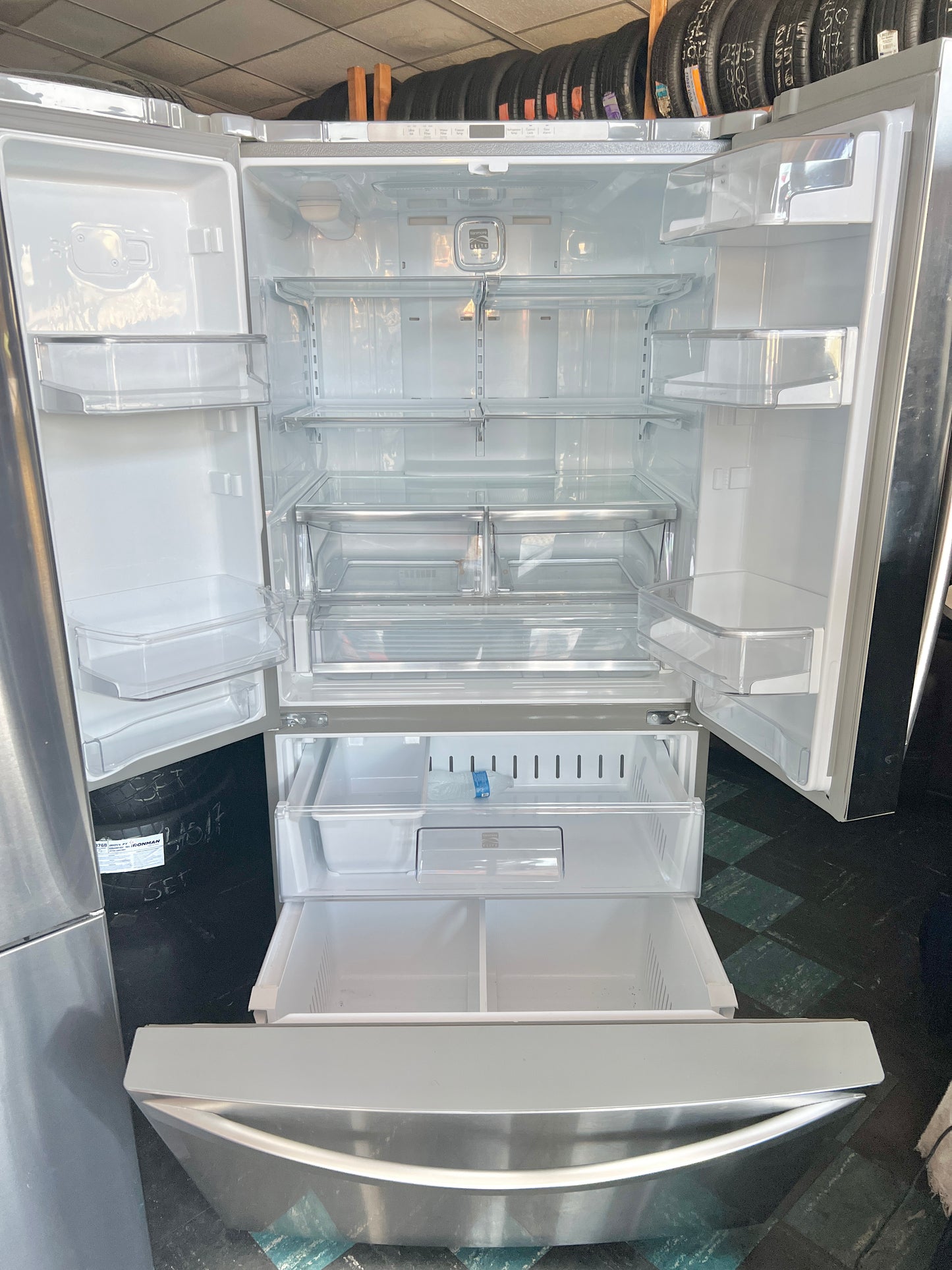 36 Inch Kenmore Elite 74013 31 Cu Ft , French Door Style Bottom Freezer Stainless Steel Refrigerator , 131300