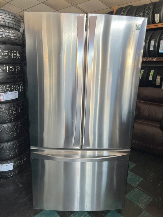 36 Inch Kenmore Elite 74013 31 Cu Ft , French Door Style Bottom Freezer Stainless Steel Refrigerator , 131300