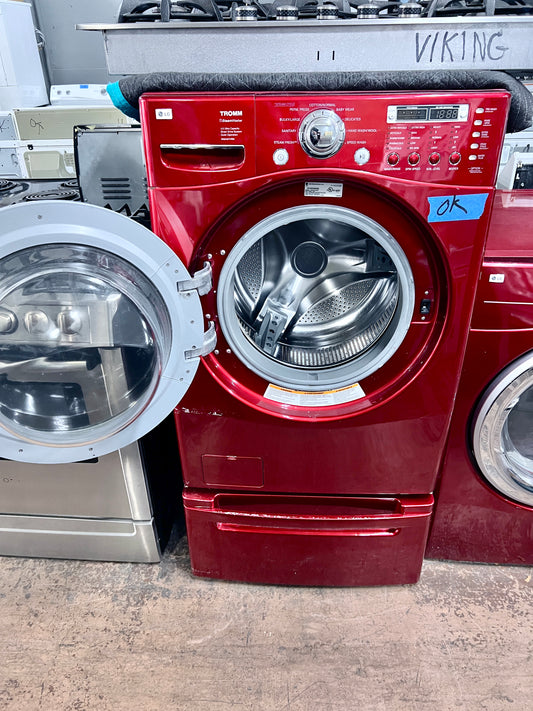 27 Inch LG WM2487HRM Front  Load Washer Machine in Red , High Efficient , 373895