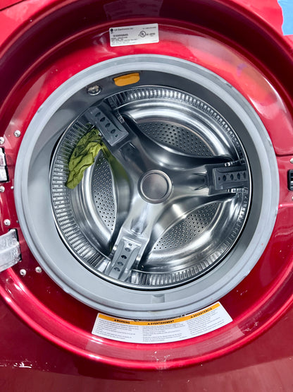 27 Inch LG WM2487HRM Front  Load Washer Machine in Red , High Efficient , 373895