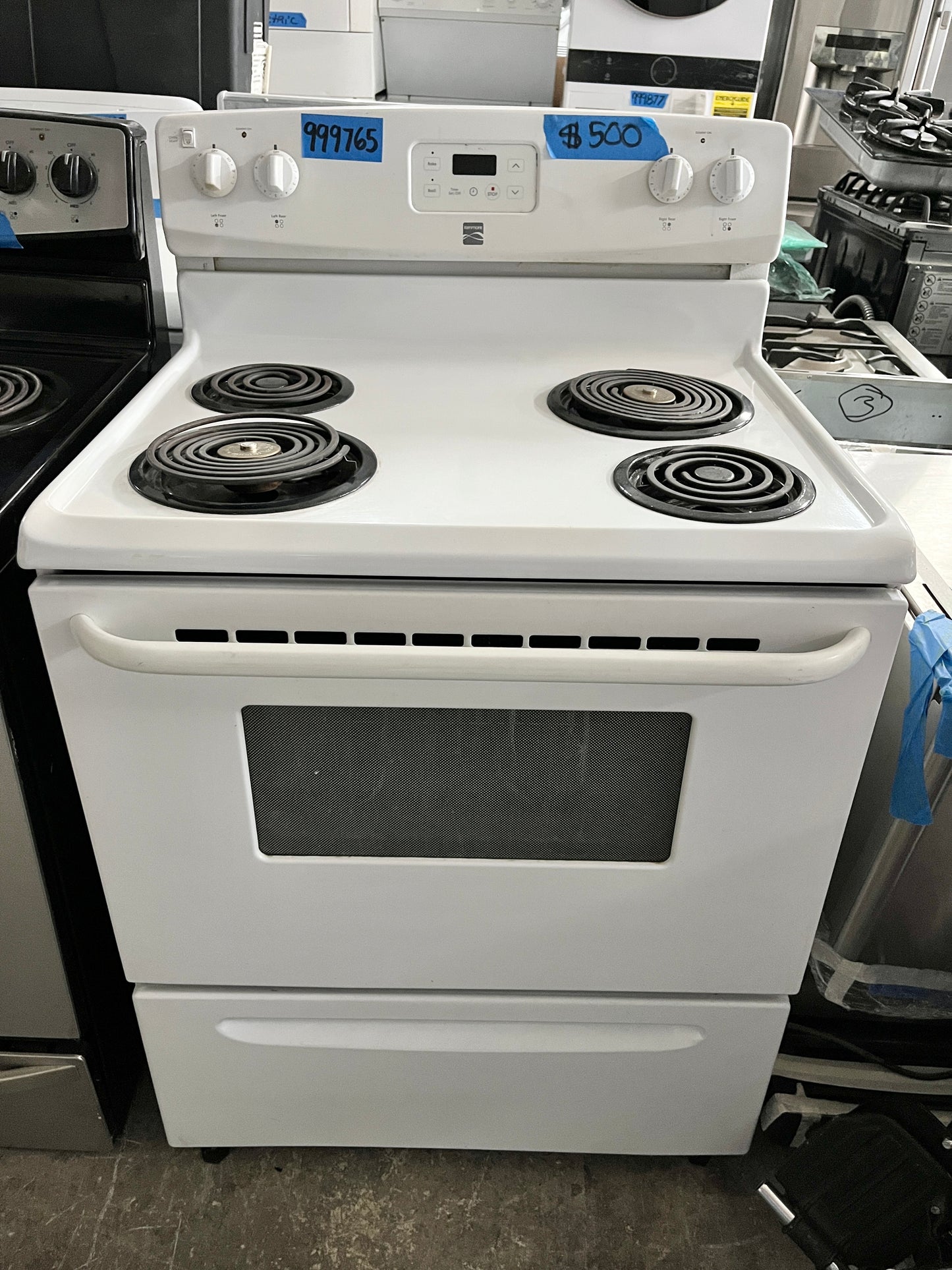 Kenmore 30 inch Freestanding Electric Range 4 Burner Stove Oven , White , Storage Drawer, 999765