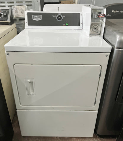 Maytag Commercial Laundry  MDG18CSAWW 27 Inch Commercial Gas Dryer 7.4 cu. ft. Capacity, 3 Dry Cycles, 230 CFM, Accu Trac Audit System, Coin-Slide Ready Large Capacity Metal Mesh Filter , 101207