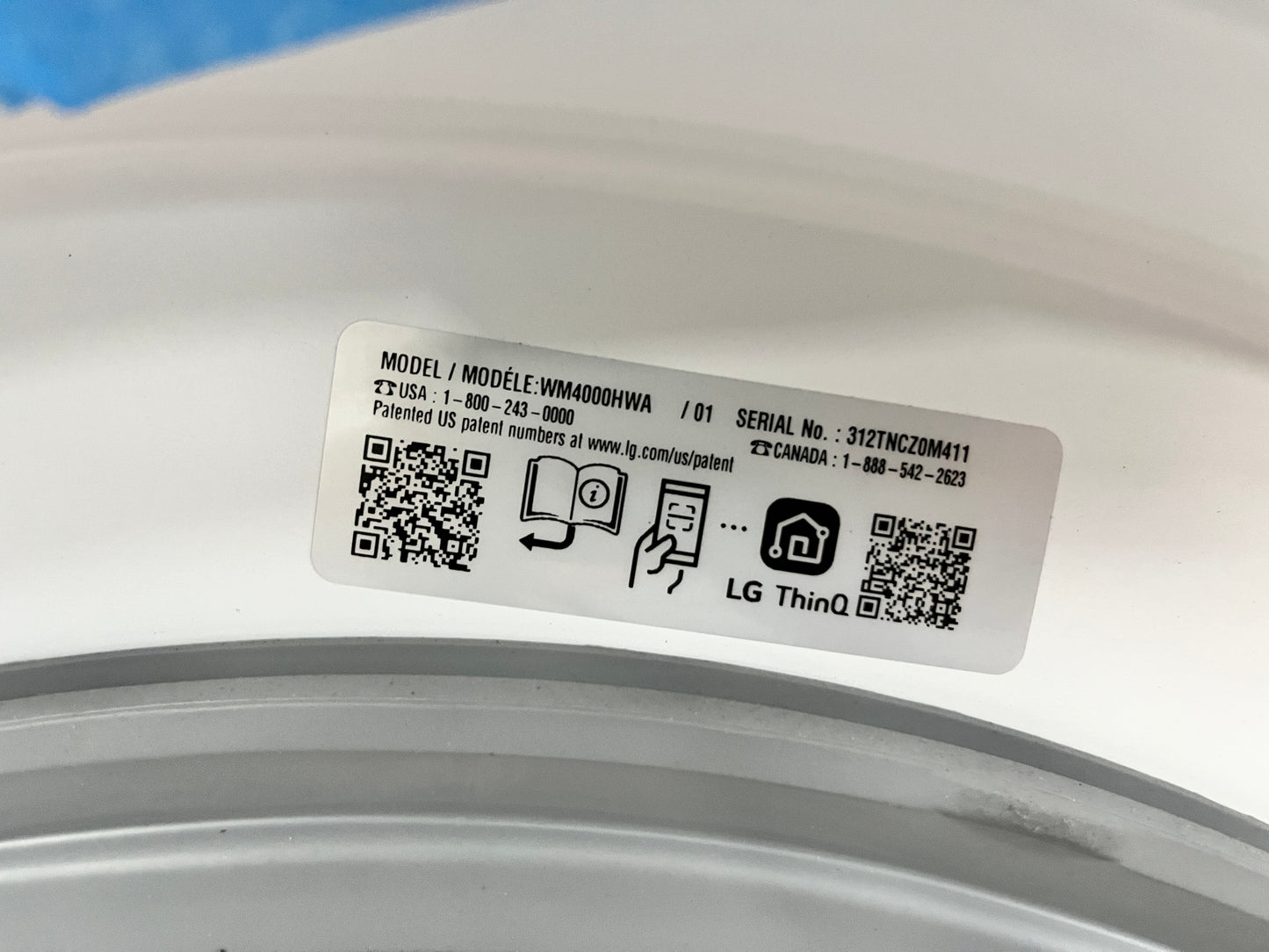 LG  WM4000HWA 27 Inch Smart Front Load Washer 4.5 Cu. Ft., Sense Clean, Smart ThinQ, Smart Diagnosis,Sanitary, Allergiene, ColdWash, NSF, Energy Star,  White , 999682