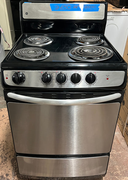 GE 24 Inch Compact Electric Range 4-Burner, Stove,Stainless Steel,999141