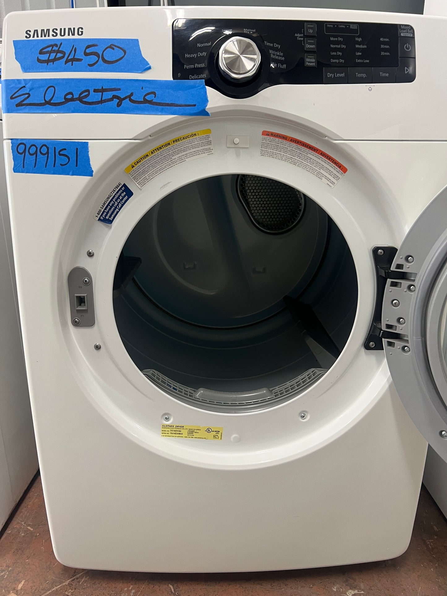Samsung Front Load Electric Dryer in White 999151
