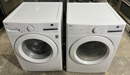 LG Front Loading Washing Machine 4.5 Cu Ft WM3400CW and Electric Dryer DLE3400W 7.4 Cu Ft Set, White , Used , Washer , 101261