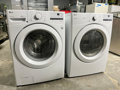 LG Front Loading Washing Machine 4.5 Cu Ft WM3400CW and Electric Dryer DLE3400W 7.4 Cu Ft Set, White , Used , Washer , 101261