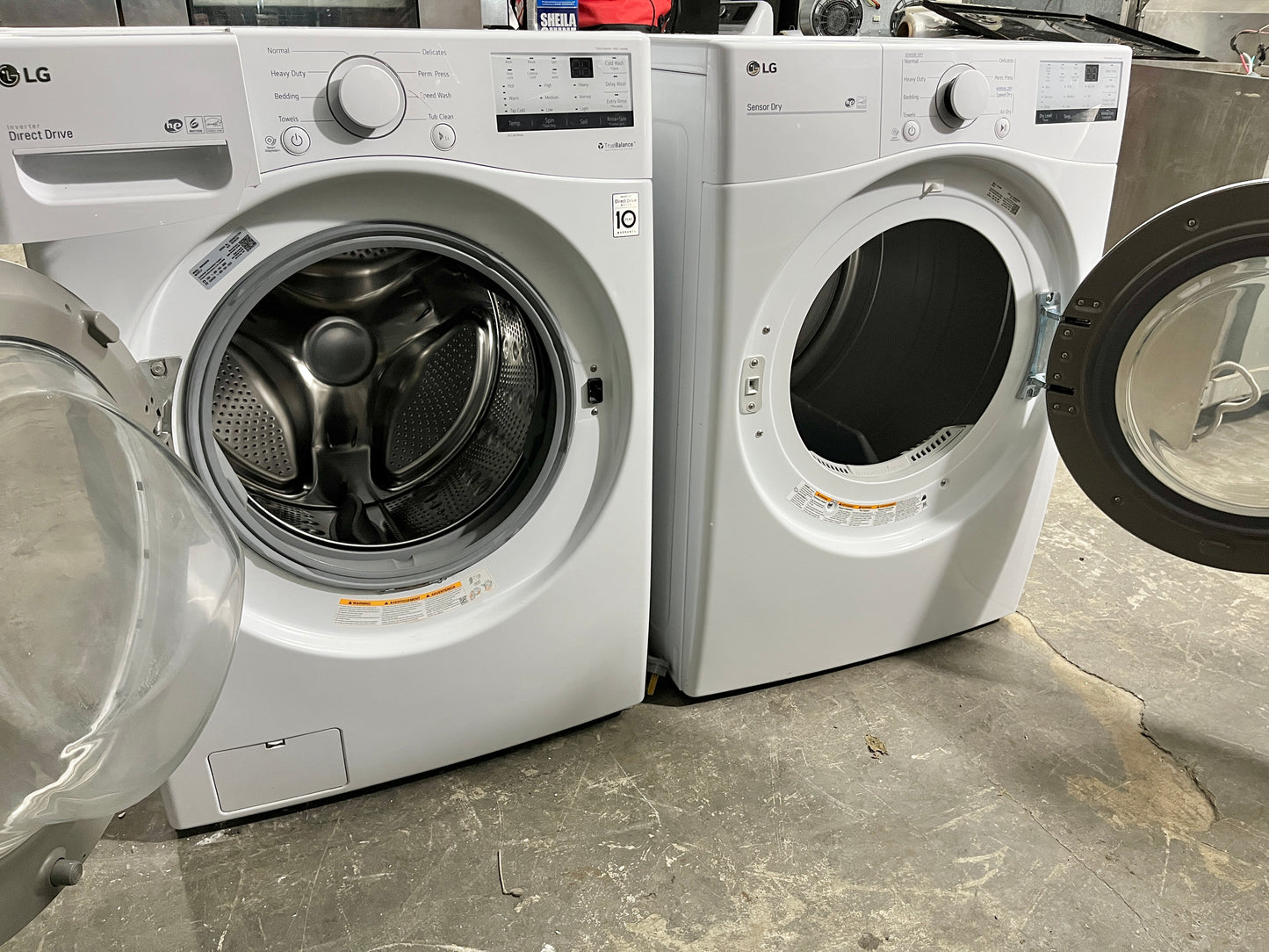 LG Front Loading Washing Machine 4.5 Cu Ft WM3400CW and Electric Dryer DLE3400W 7.4 Cu Ft Set, White , Used , Washer , 101261