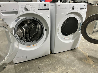 LG Front Loading Washing Machine 4.5 Cu Ft WM3400CW and Electric Dryer DLE3400W 7.4 Cu Ft Set, White , Used , Washer , 101261