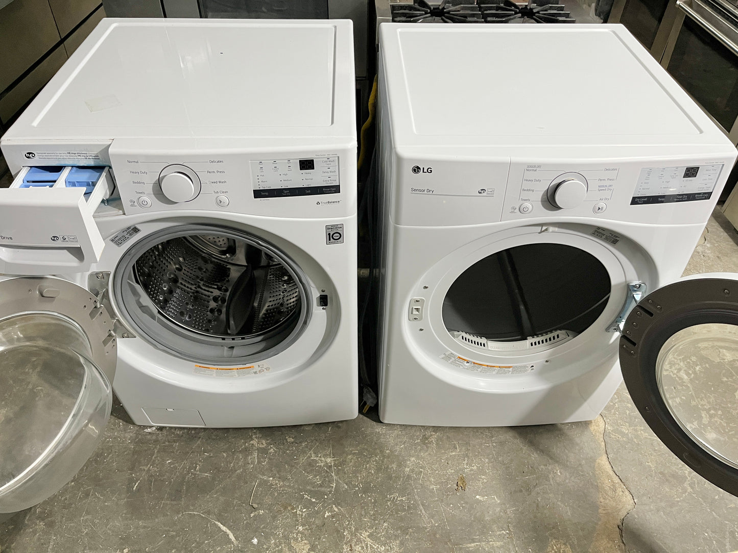 LG Front Loading Washing Machine 4.5 Cu Ft WM3400CW and Electric Dryer DLE3400W 7.4 Cu Ft Set, White , Used , Washer , 101261