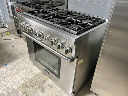 Thermador Pro Harmony Professional Series  PRG366GH 36 Inch Pro Style Gas Range Convection, Extra Low Simmer Burners, 6 Sealed Star Burners, 5.0 cu. ft. Oven, Continuous Grates, 3 Telescopic Racks, Halogen Lighting Sabbath , Natural Gas 101260