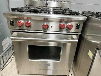 Wolf Pro Style 30 Inch Gas Range , Stainless Steel , Red Knobs, 4 Burners, Convection Oven, Used, 101262