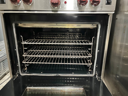 Wolf Pro Style 30 Inch Gas Range , Stainless Steel , Red Knobs, 4 Burners, Convection Oven, Used, 101262