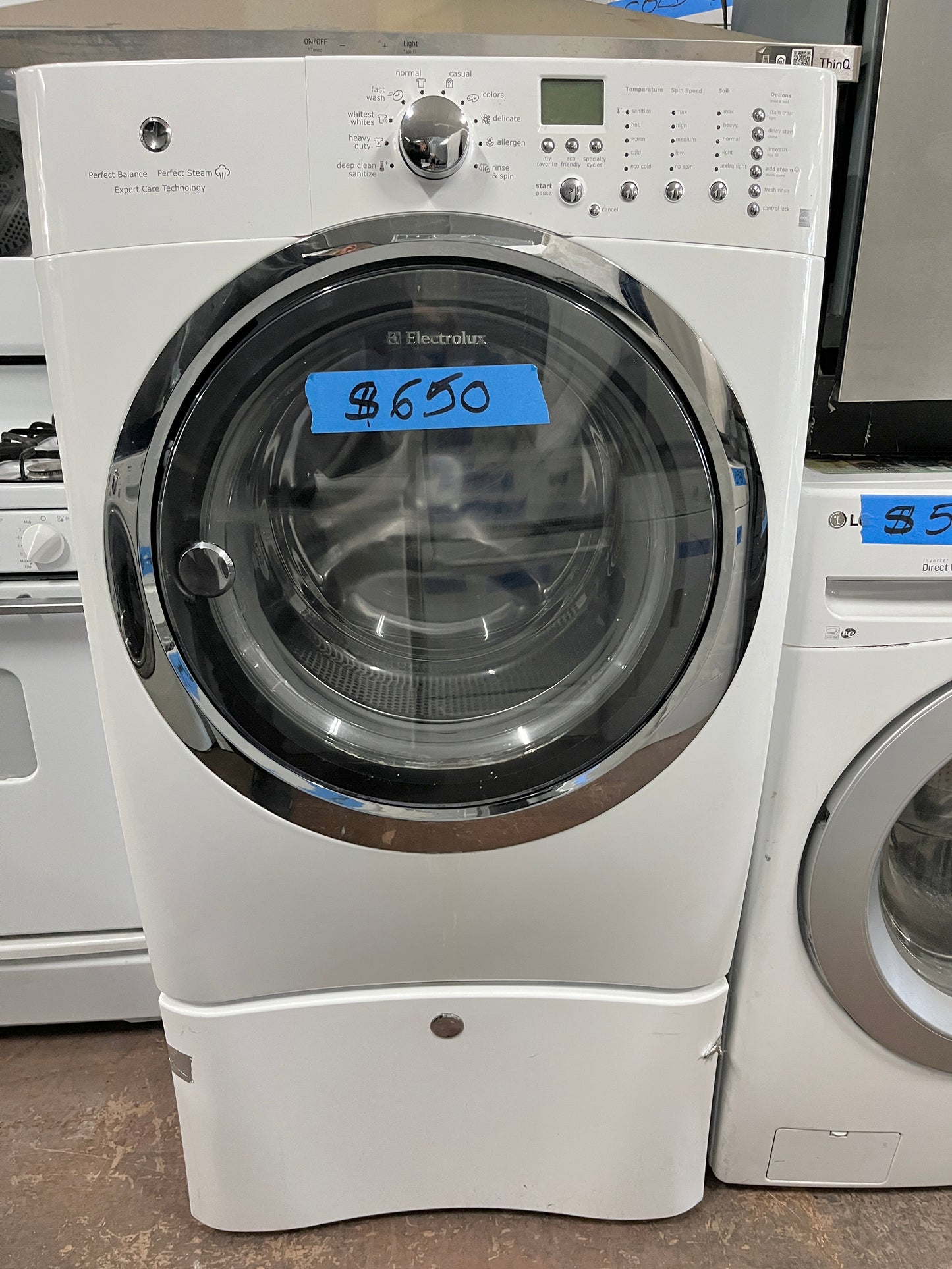 Electrolux IQ Touch Series  EIFLS60JIW 27 Inch 4.3 cu. ft. Front Load Washer with 11 Wash Cycles, 1,300 RPM, Perfect Steam, Fast Wash, Deep Clean, Perfect Balance Vibration System ENERGY STAR Island White , 101266