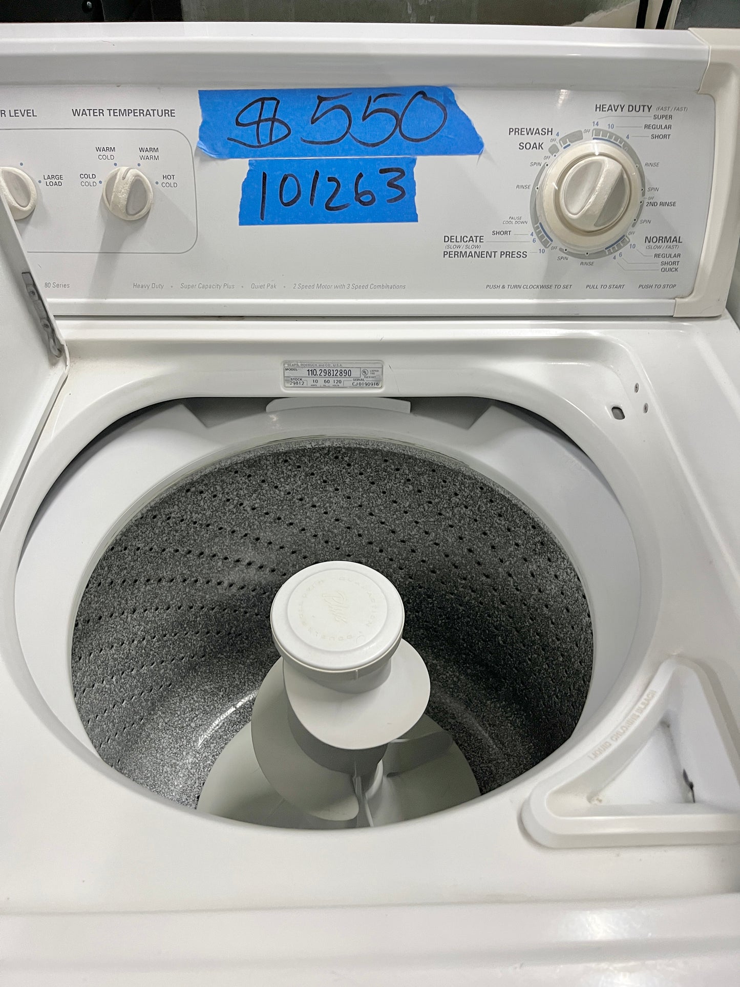 Kenmore Heavy Duty Super Capacity Plus Quiet Pak , Top Load Washer , White , 110.29812890 ,  101263