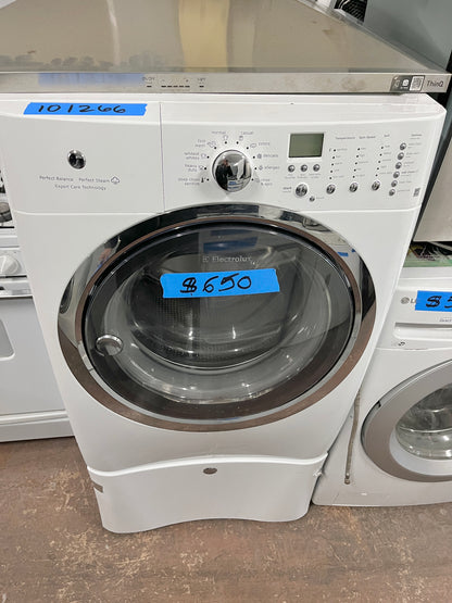 Electrolux IQ Touch Series  EIFLS60JIW 27 Inch 4.3 cu. ft. Front Load Washer with 11 Wash Cycles, 1,300 RPM, Perfect Steam, Fast Wash, Deep Clean, Perfect Balance Vibration System ENERGY STAR Island White , 101266