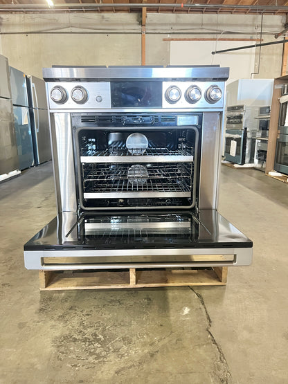 Dacor Contemporary  DOP36M94DLS 36 Inch Freestanding Professional Dual Fuel Gas Range , 4 Sealed Burners, 4.8 Cu. Ft. Oven, Steam Clean, Self Clean, Illumina Knobs, iQ Kitchen App, WiFi, Griddle, Stainless Steel