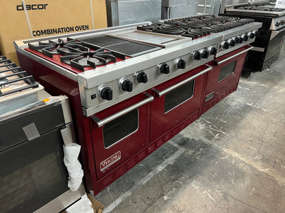 Viking 48 Inch VGRC4854GQDBU Red Stainless Steel Gas Range, Griddle, Grill, 4 Burners, 2 Ovens, 369412