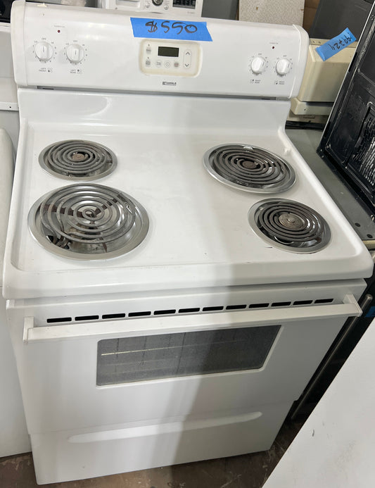 Kenmore 30 Inch Electric Freestanding Range Stove coil elements , Oven , White , 4 Burner , 444501