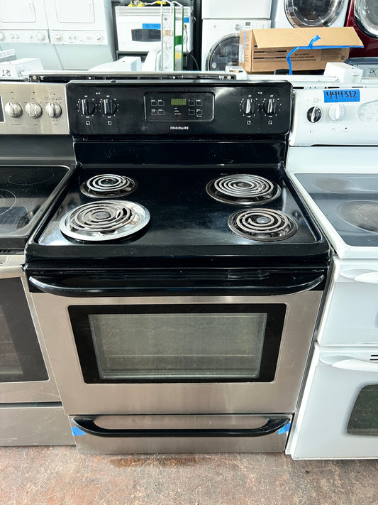 Frigidaire 30 Inch Electric Range Stainless Steel 4 Burner Coil Element Stove Oven 444510