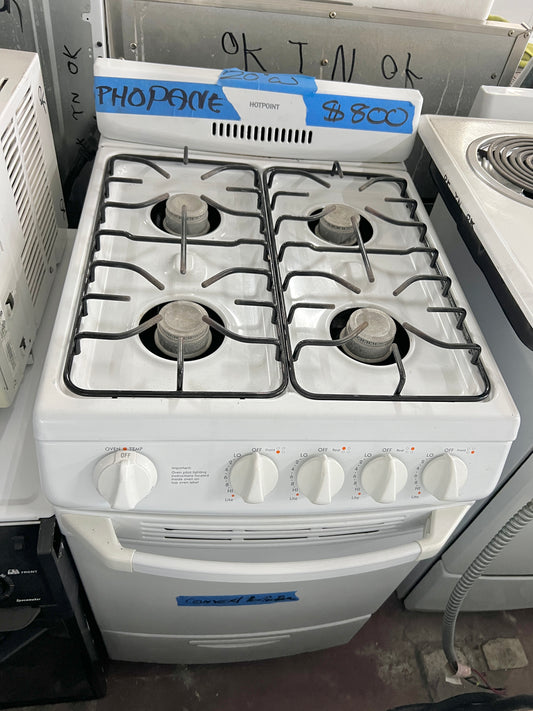 20 Inch Hotpoint Gas  Range in LP 4 Burner , White , Propane Ready , 444185