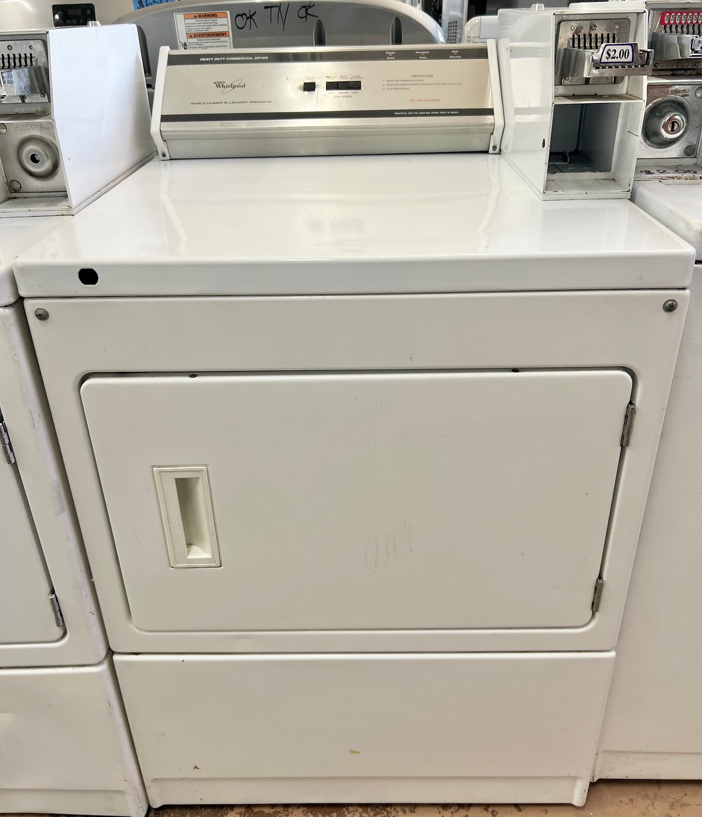 27 Inch Whirlpool Commercial Heavy Duty Coin Operated Front Load Electric 220V Dryer Machine in White , CEM2760KQ1,  444135