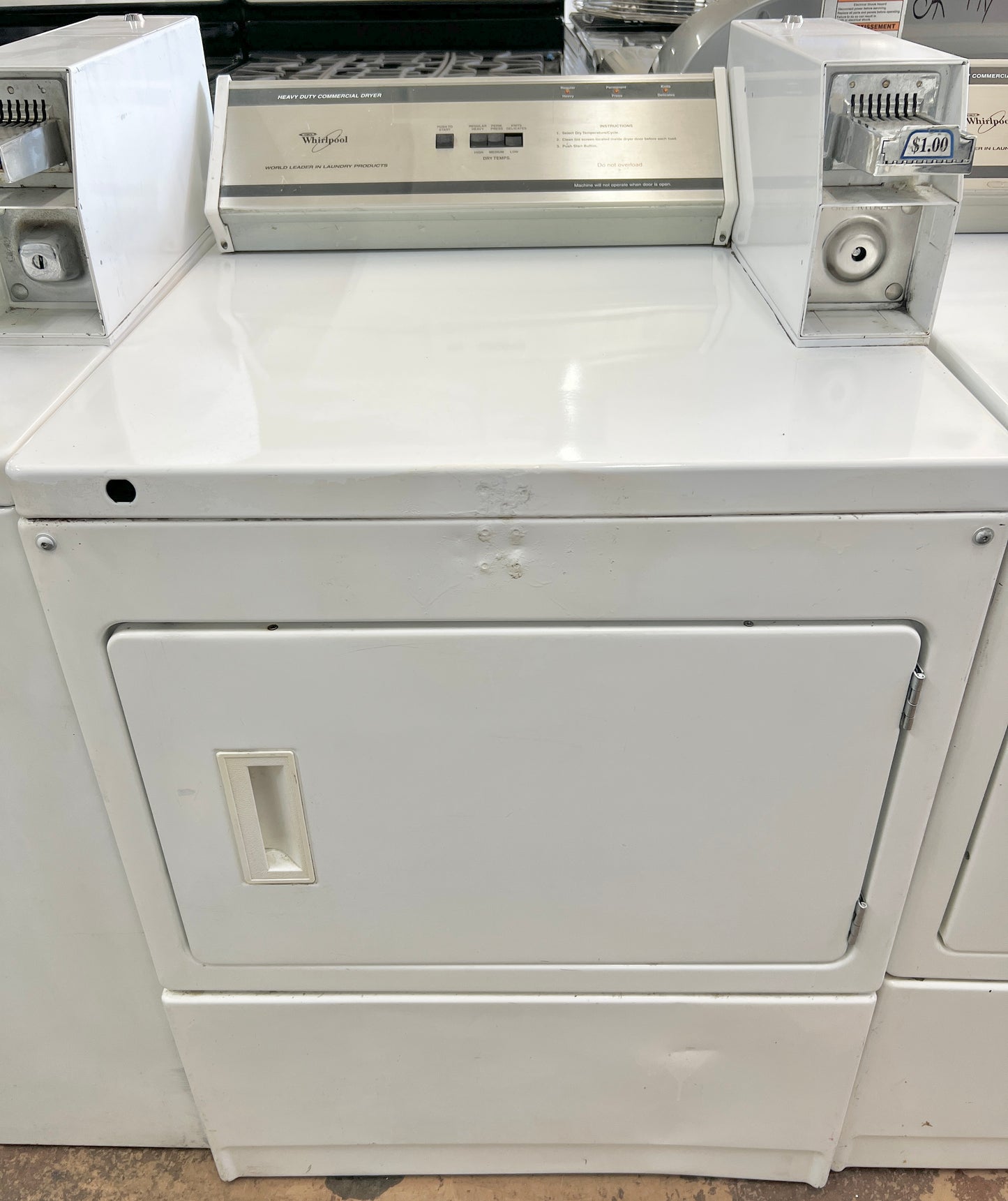 Whirlpool 27 Inch Coin Operated Electric Front Load Dryer Machine Heavy Duty Commercial grade CEM2750KQ3 , White , 444520
