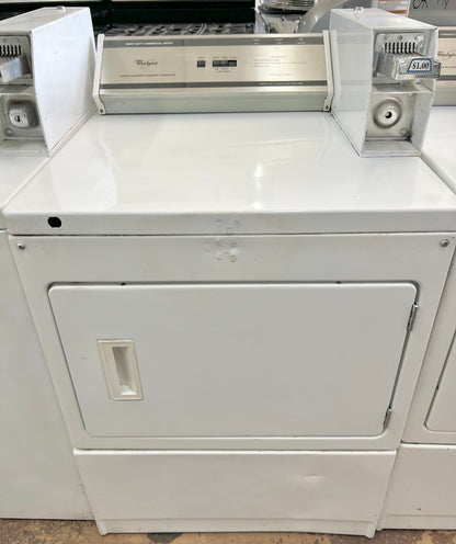 Whirlpool 27 Inch Coin Operated Electric Front Load Dryer Machine Heavy Duty Commercial grade CEM2750KQ3 , White , 444520
