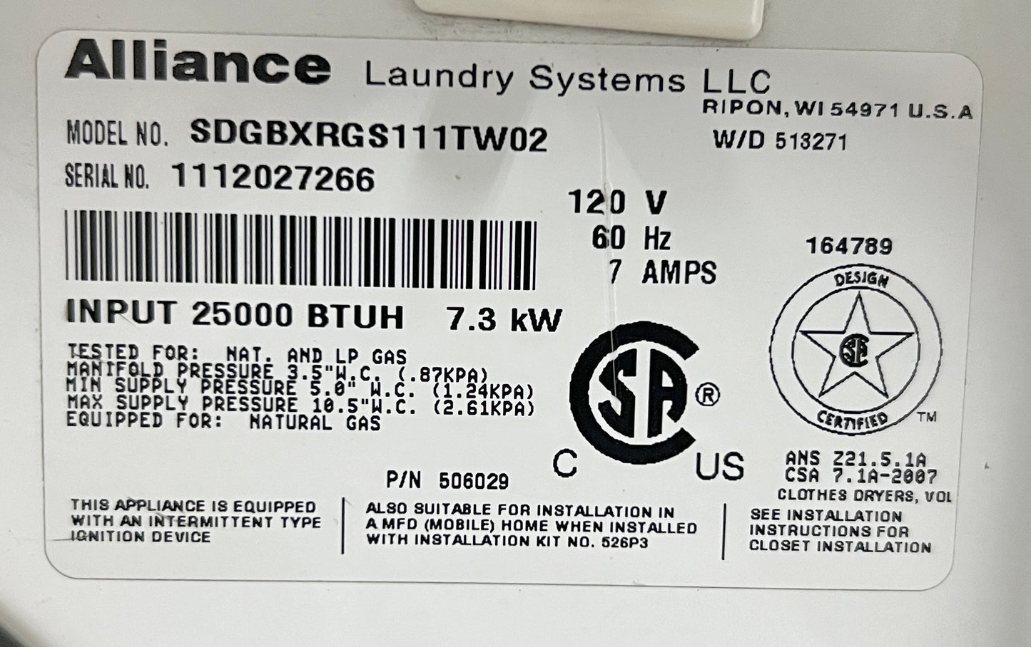 Speed Queen 27 Inch Coin Operated Top Load Washer Machine , SWNBX2PP111TW02 , White , 444522