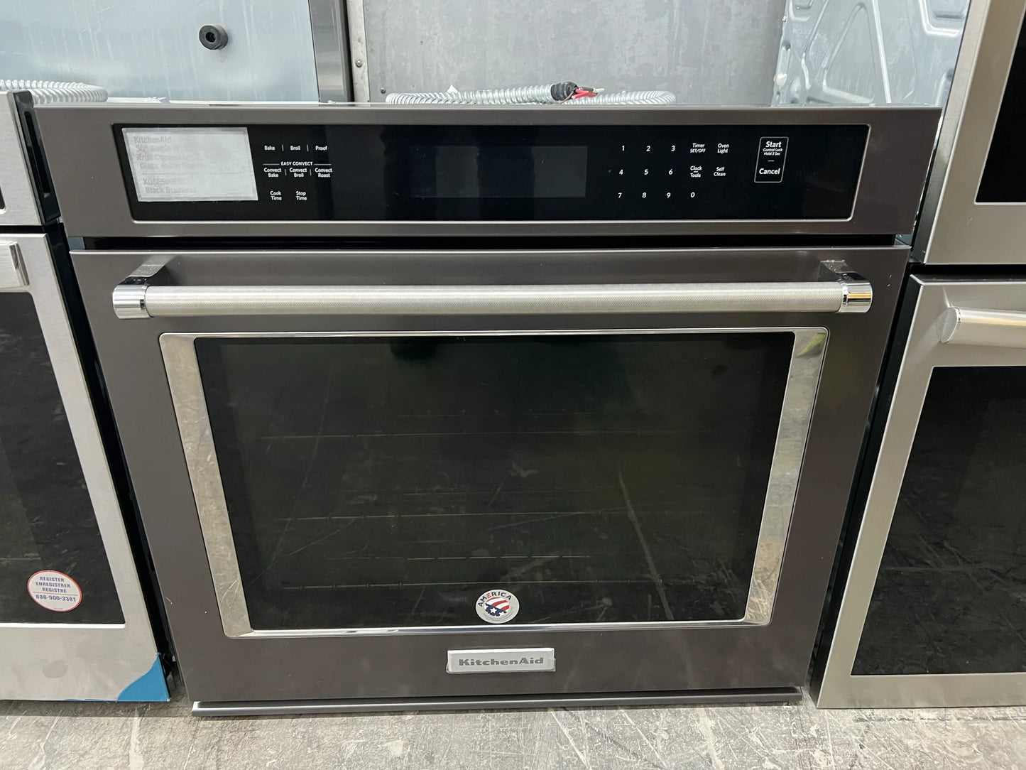 KitchenAid KOSE500EBS 30 Inch Single Convection Electric Wall Oven 5 cu. ft., Even-Heat True Convection Oven, Self Clean, ADA Black Stainless Steel, PrintShield Finish, New Open Box, 369419