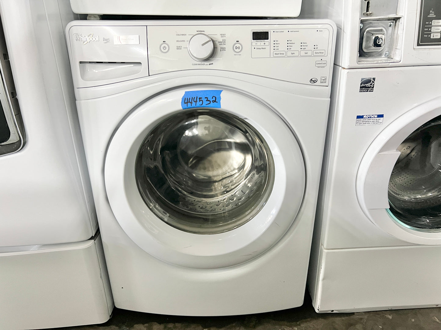 Whirlpool Duet  WFW72HEDW 27 Inch 4.2 cu. ft. Front Load Washer 8 Wash Cycles, 1,200 RPM, Quick Wash, Eco Sanitize,  Stainless Steel Wash Basket, ENERGY STAR , 444532