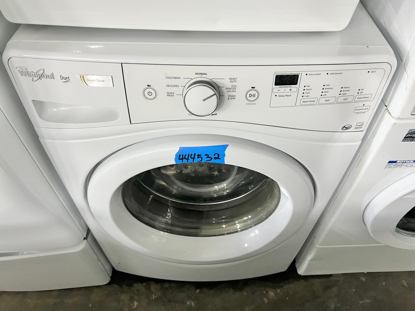 Whirlpool Duet  WFW72HEDW 27 Inch 4.2 cu. ft. Front Load Washer 8 Wash Cycles, 1,200 RPM, Quick Wash, Eco Sanitize,  Stainless Steel Wash Basket, ENERGY STAR , 444532
