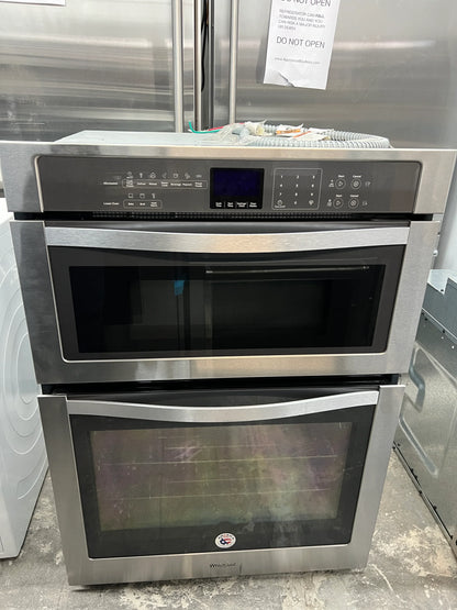 Whirlpool WOC54EC0AS 30 Inch Microwave Combination Wall Oven, Temperature Sensor, Steam, 5.0 cu. ft. Self Clean Oven 1.4 cu. ft. Microwave,, Star-K Sabbath,Stainless Steel, New Open Box, 369422