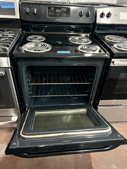 30 Inch Frigidaire  FFEF3015LS Electric Range with Auto Shut-Off, Timed Cook, Self Clean, 4 Coil Elements, 5.3 cu. ft. Oven, Extra Large Window, , Store-More Storage Drawer,  Oven, Stainless Steel , 444503