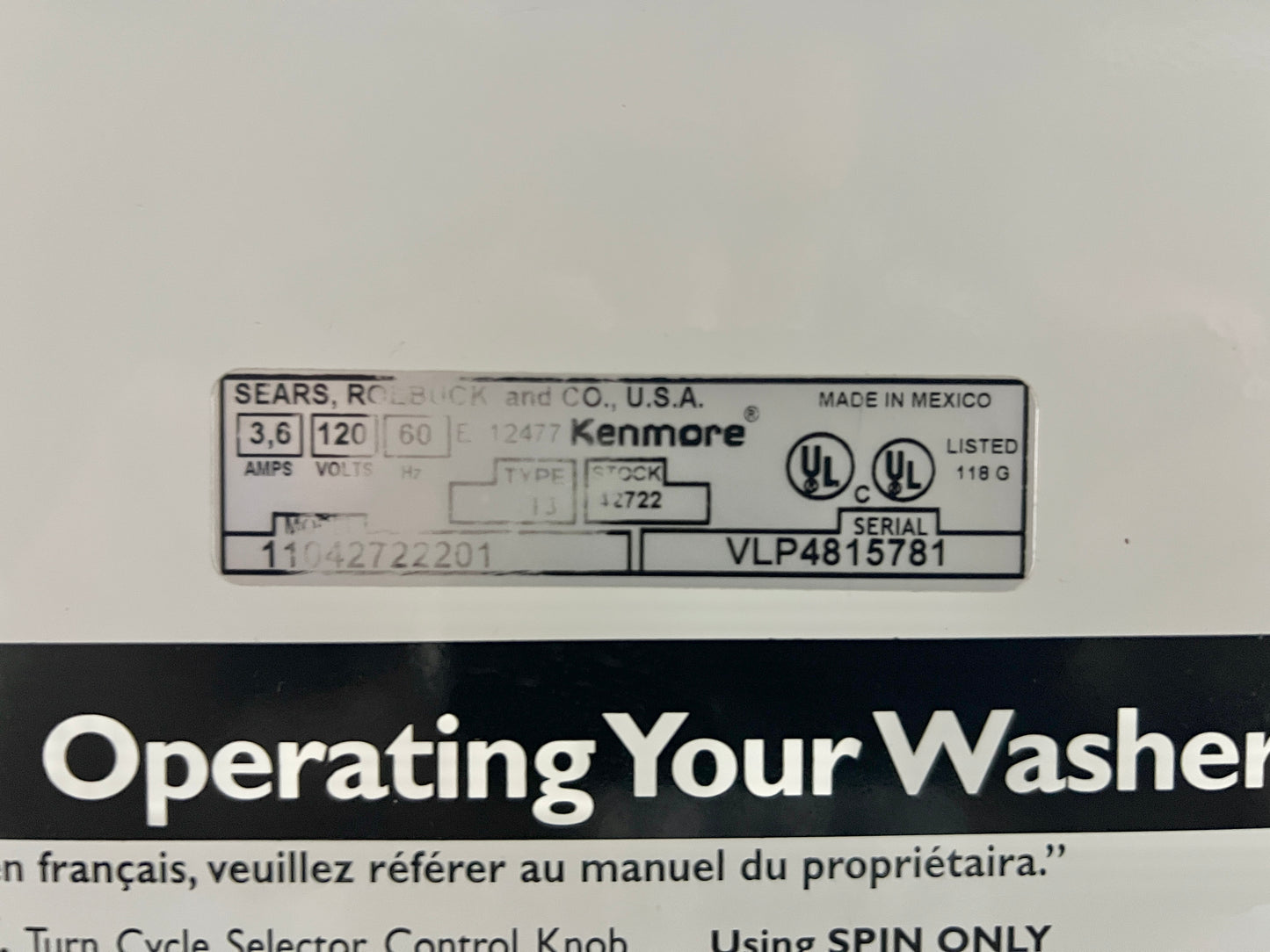 Kenmore 便攜式重型頂部負載洗衣機白色 888211