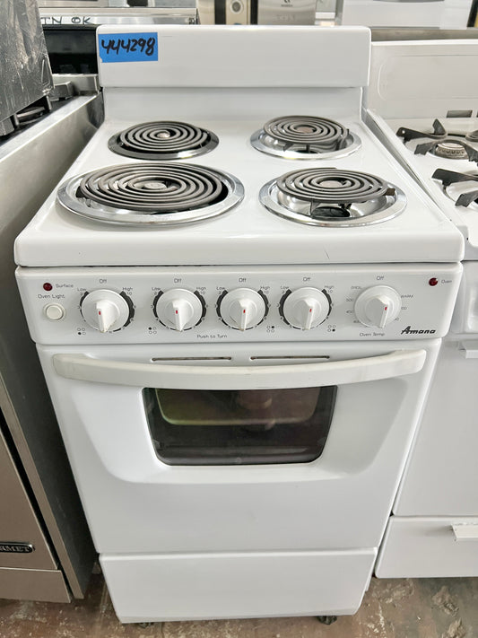 20 Inch Amana Electric Compact Range 4 Burner Coil Elements , Oven , White , Stove , 444298