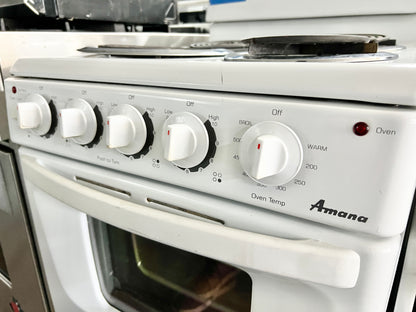 20 Inch Amana Electric Compact Range 4 Burner Coil Elements , Oven , White , Stove , 444298