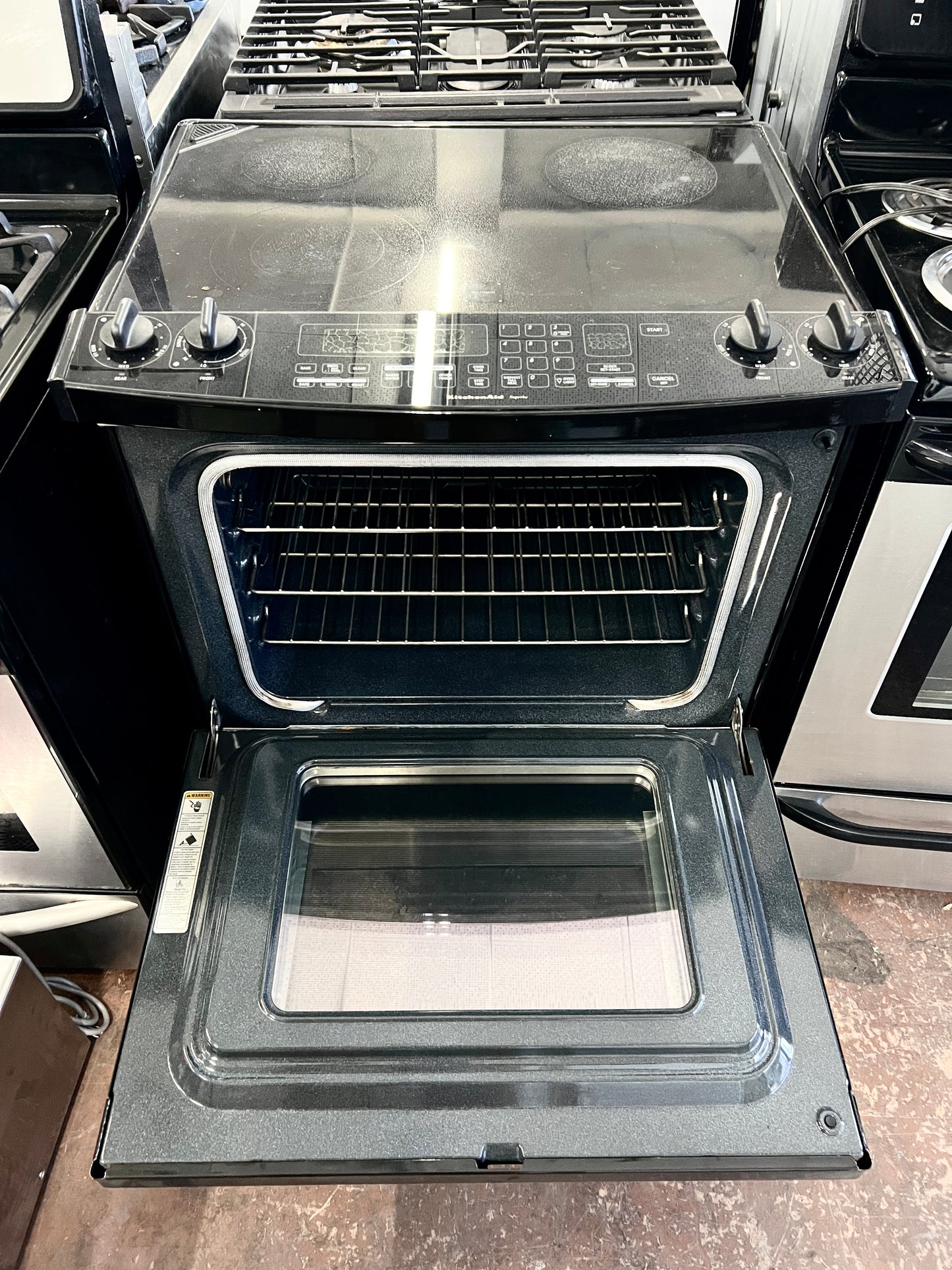 30 Inch KitchenAid KESC307HBS8 Slide Electric Glasstop Range Convection Oven , Stainless Steel , Convection Oven, 444359