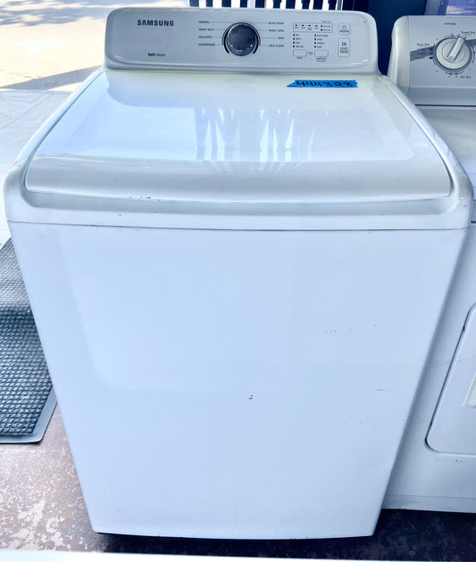 27 Inch Samsung  WA40J3000AW 4.0 cu. ft. Top Load Washer , 8 Wash Cycles, 700 RPM, Soft Close Lid, Diamond Drum Interior and Self Clean , 444328